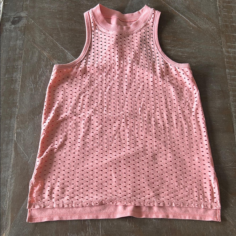 MPG Pink Eyelet Knit Tank Top